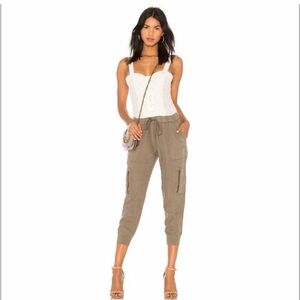 Joie Olive-Taupe Drawstring Cargo relaxed pants